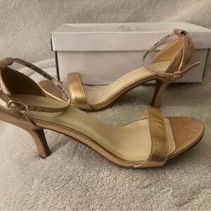 David's Bridal Shimmering Gold Heels